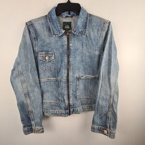 Wild Fable Womens Light Wash Blue Full Zip Denim Trucker Jacket Small Utility